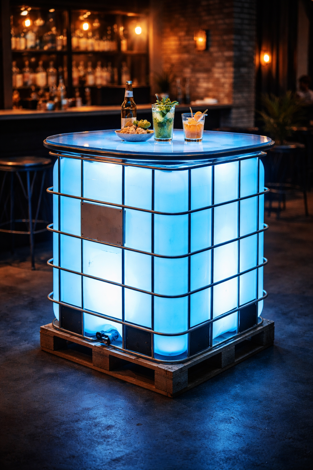 Beleuchteter IBC Stehtisch